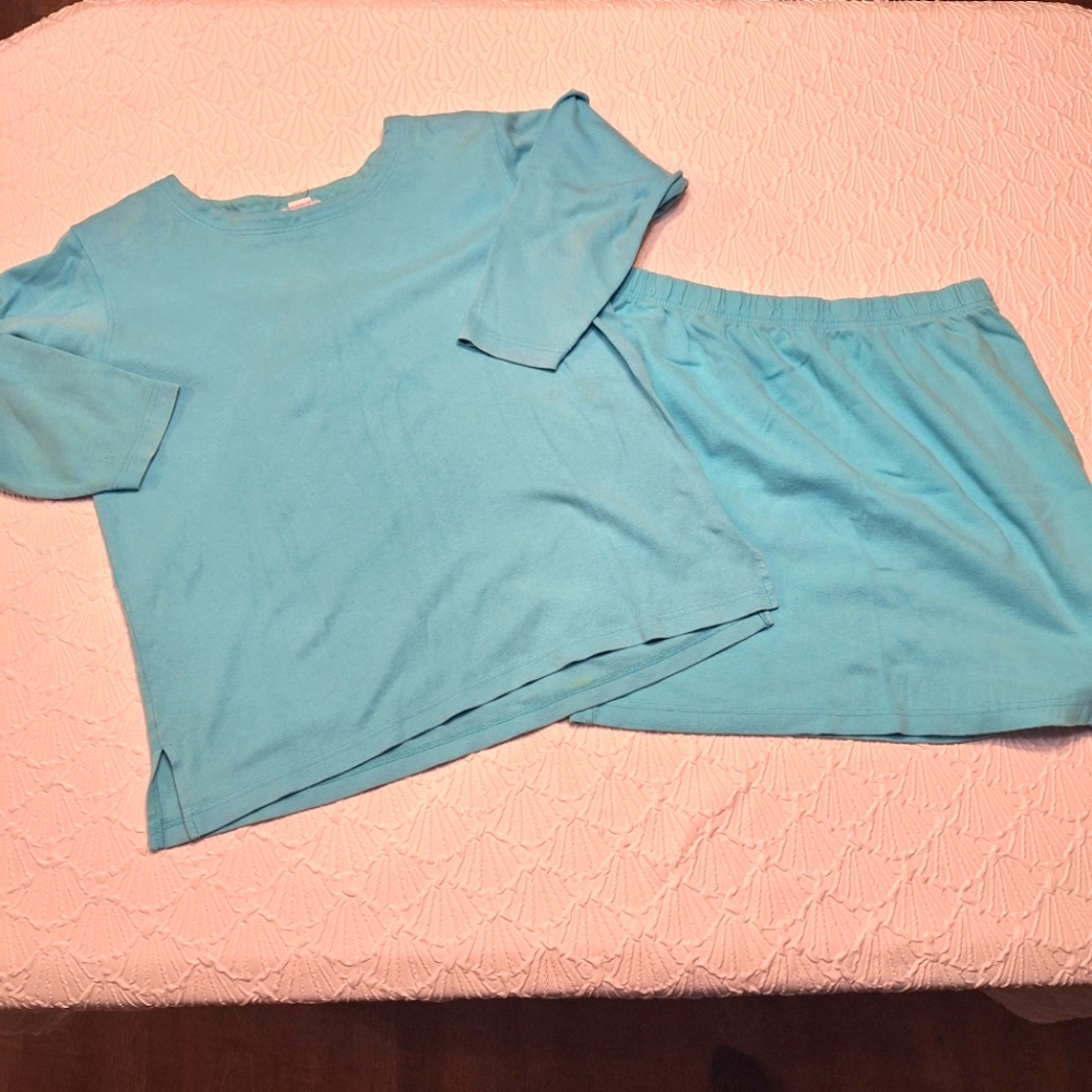Vtg 90's JL Plum Mini Skirt Set, Teal, Size XL